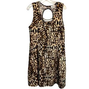 Care N Sport Women's Dress Large L Cheetah Sleeveless Sun Misses Size 10 12